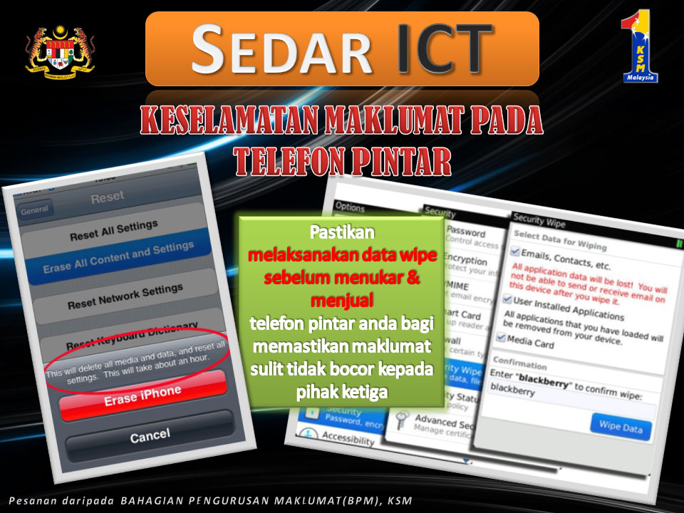 Keselamatan ICT - Keselamatan Maklumat Telefon Pintar - Wipe Data