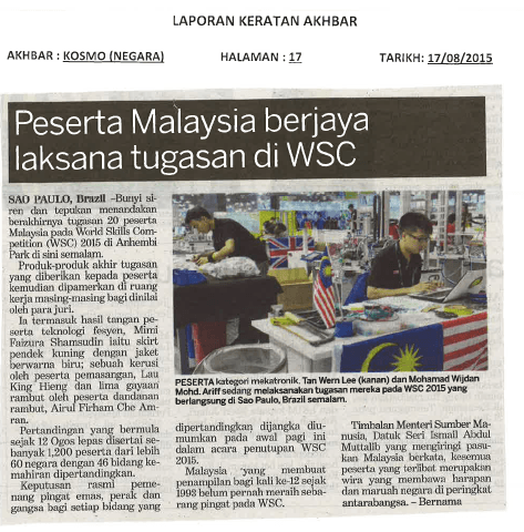 Peserta Malaysia Berjaya Laksana Tugasan Di WSC