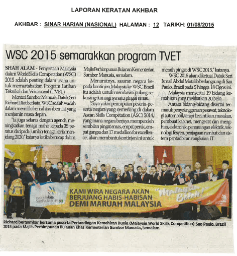 WSC 2015 Semarakkan Program  TVET