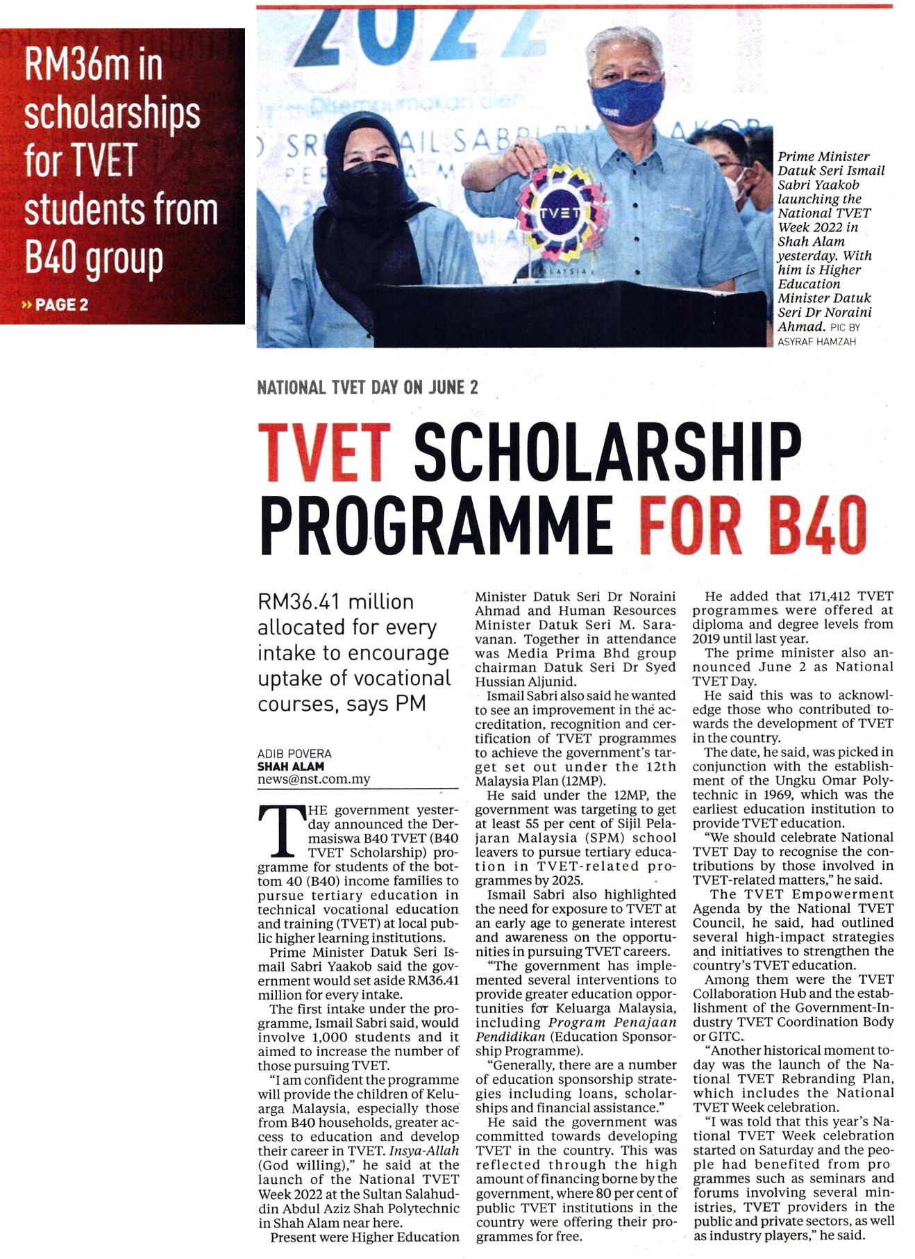 TVET SCHOLARSHIP PROGRAMME FOR B40